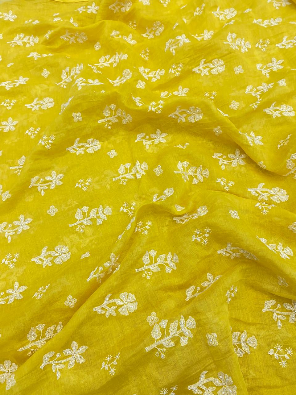 Pure Chanderi Embroidery (Color Available) 44"Inch