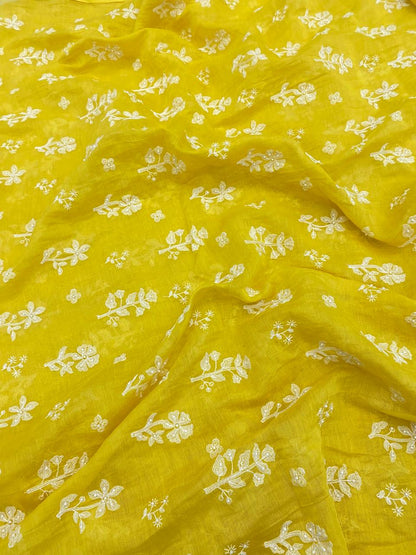 Pure Chanderi Embroidery (Color Available) 44"Inch