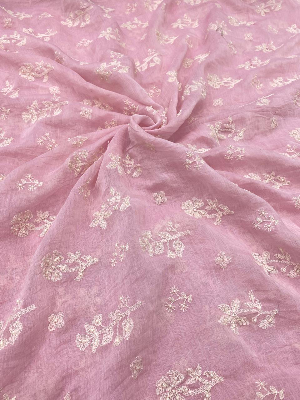 Pure Chanderi Embroidery (Color Available) 44"Inch
