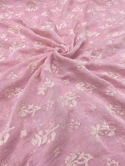 Pure Chanderi Embroidery (Color Available) 44"Inch