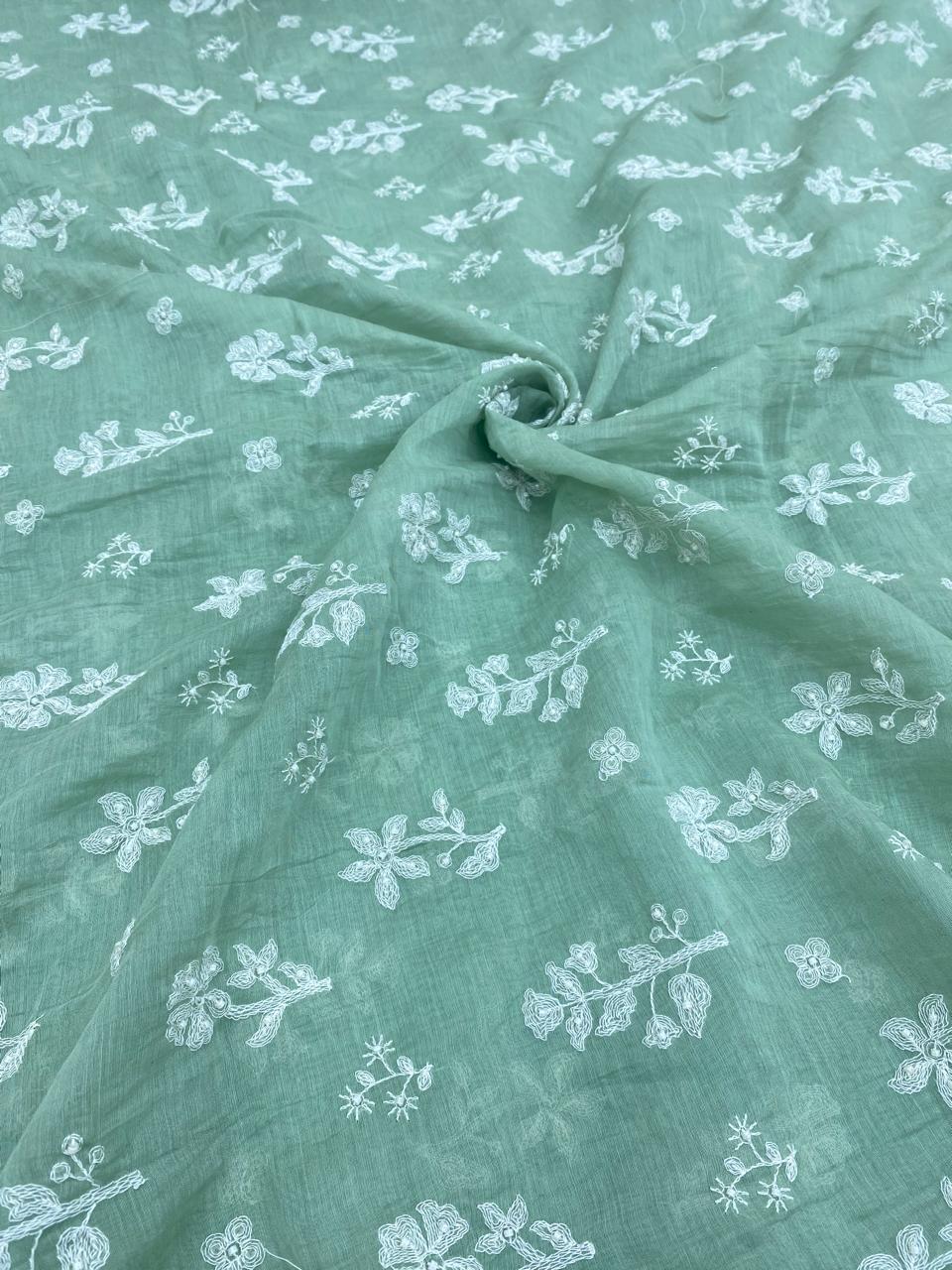 Pure Chanderi Embroidery (Color Available) 44"Inch