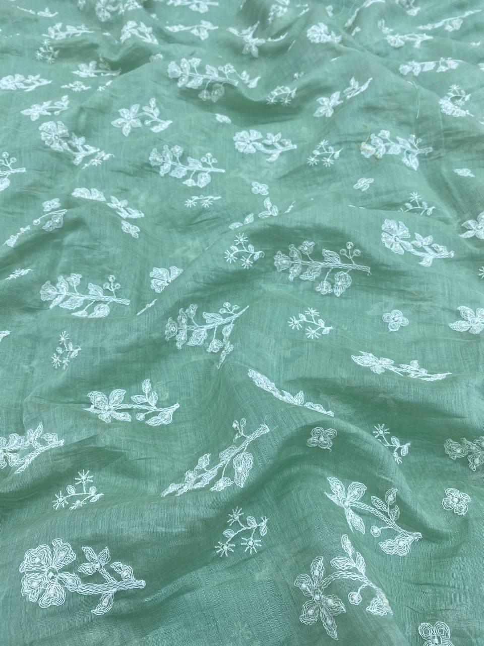 Pure Chanderi Embroidery (Color Available) 44"Inch