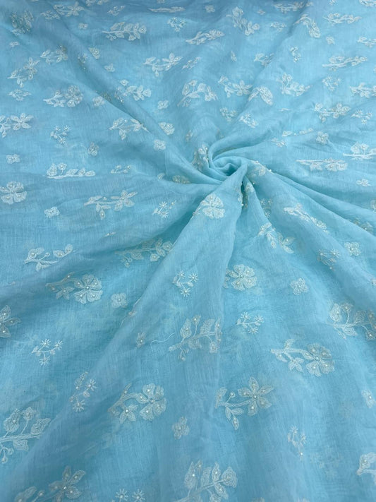 Pure Chanderi Embroidery (Color Available) 44"Inch