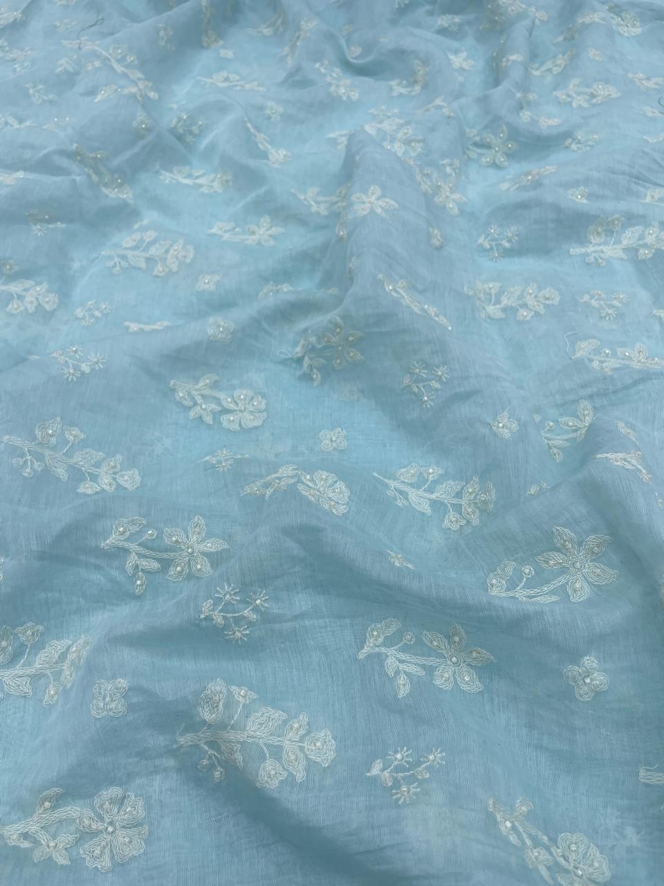 Pure Chanderi Embroidery (Color Available) 44"Inch