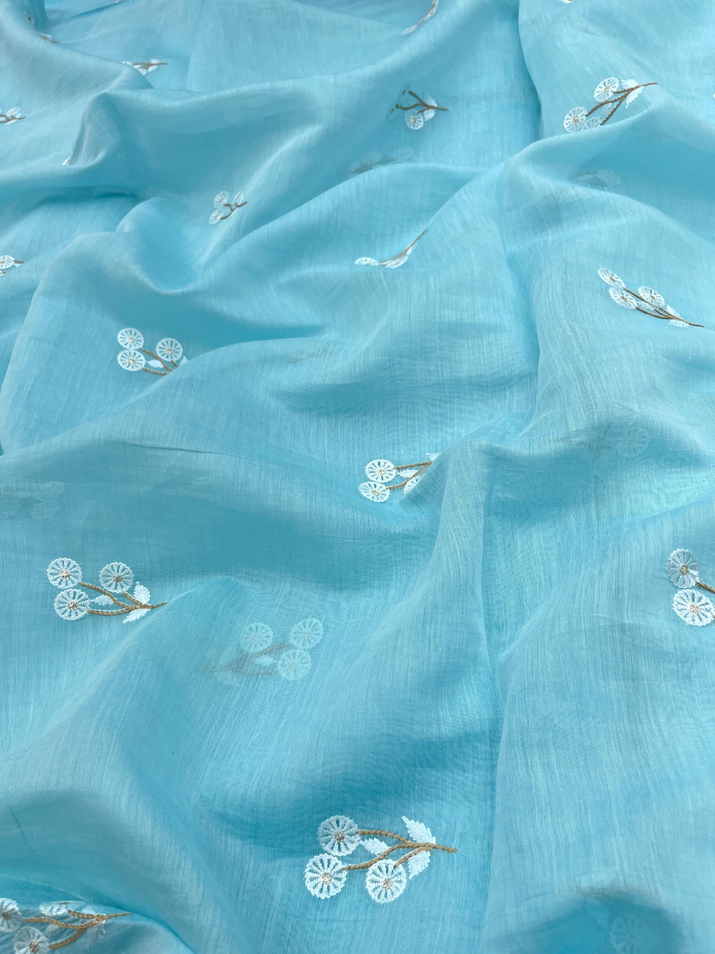 Pure Chanderi Embroidery (Color Available) 44"Inch