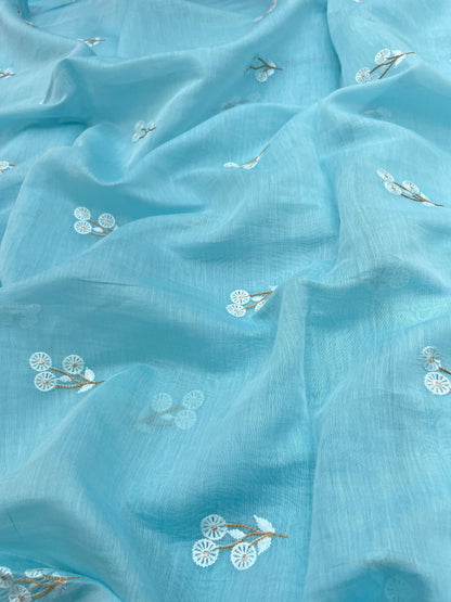 Pure Chanderi Embroidery (Color Available) 44"Inch