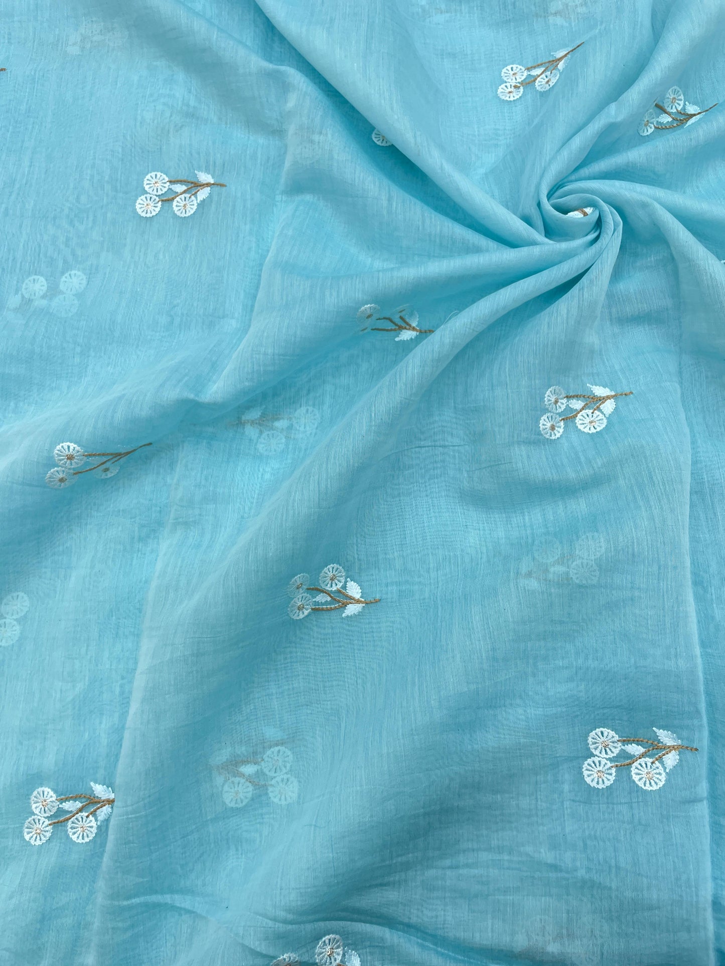 Pure Chanderi Embroidery (Color Available) 44"Inch