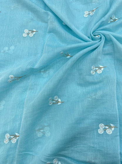 Pure Chanderi Embroidery (Color Available) 44"Inch