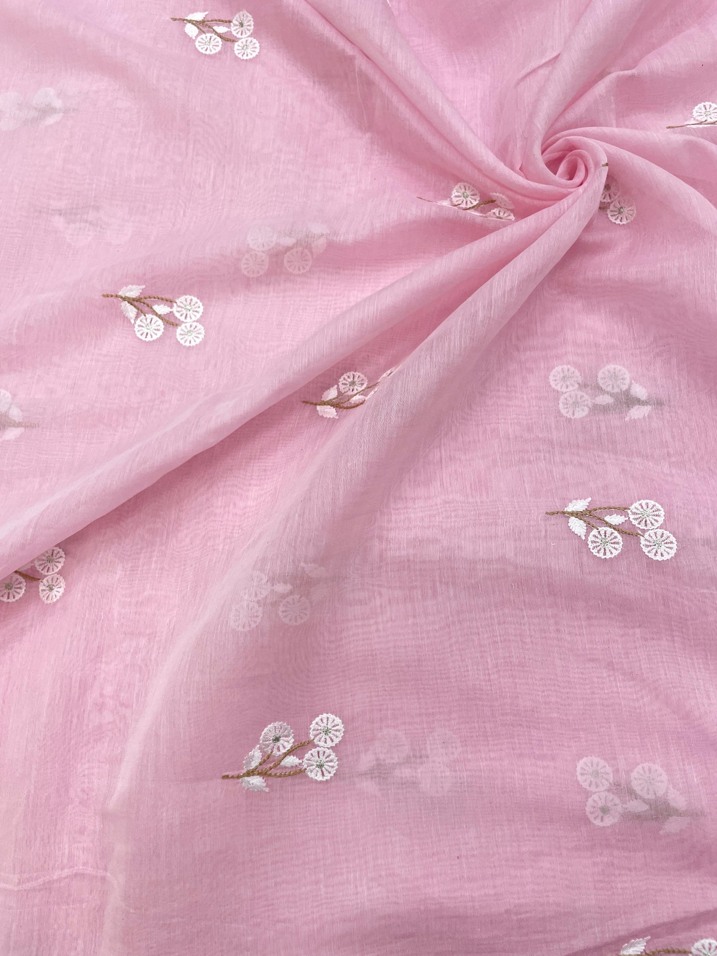 Pure Chanderi Embroidery (Color Available) 44"Inch