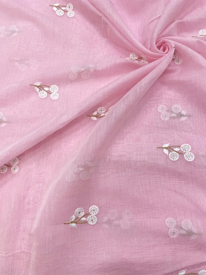 Pure Chanderi Embroidery (Color Available) 44"Inch