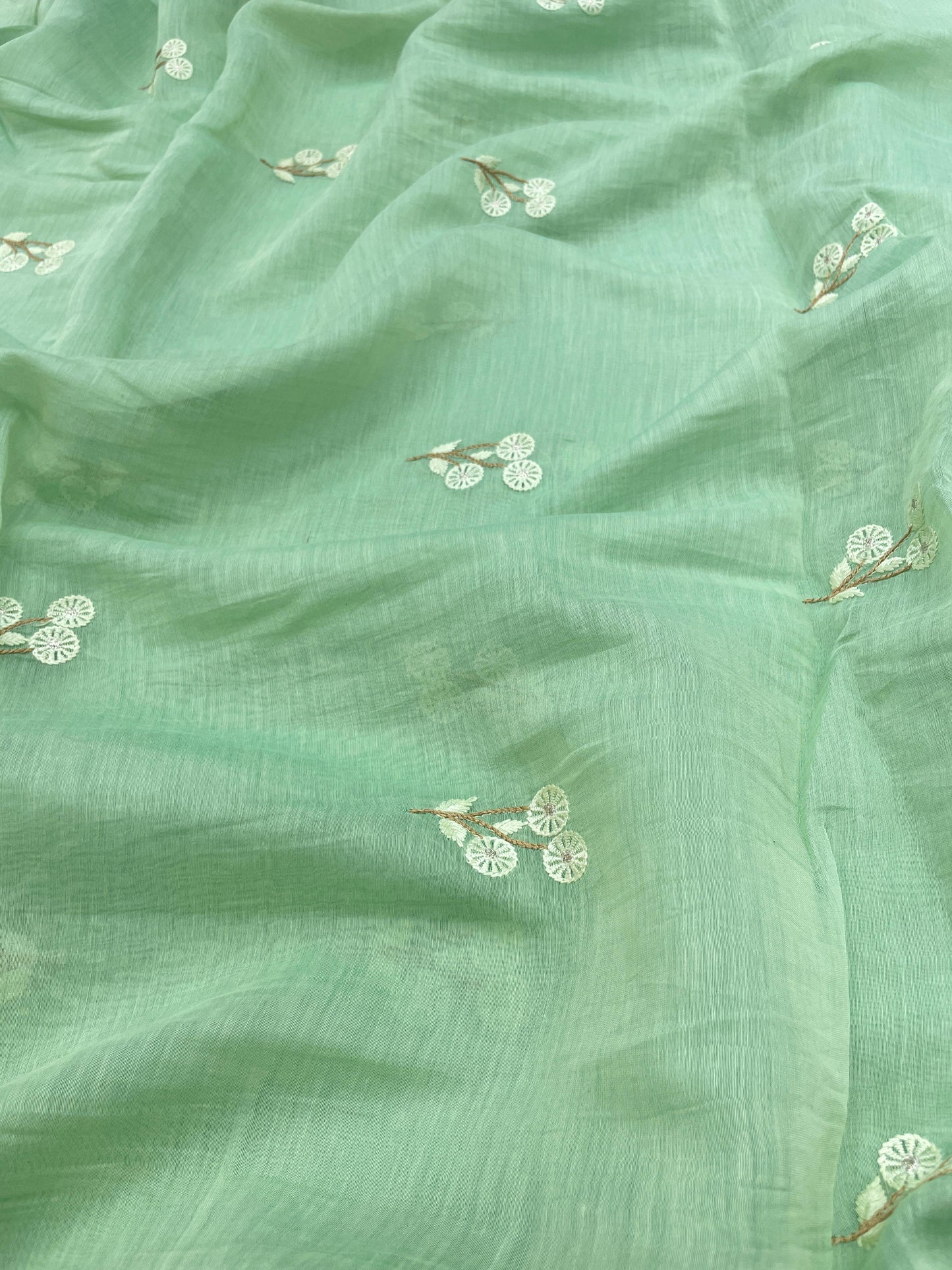 Pure Chanderi Embroidery (Color Available) 44"Inch