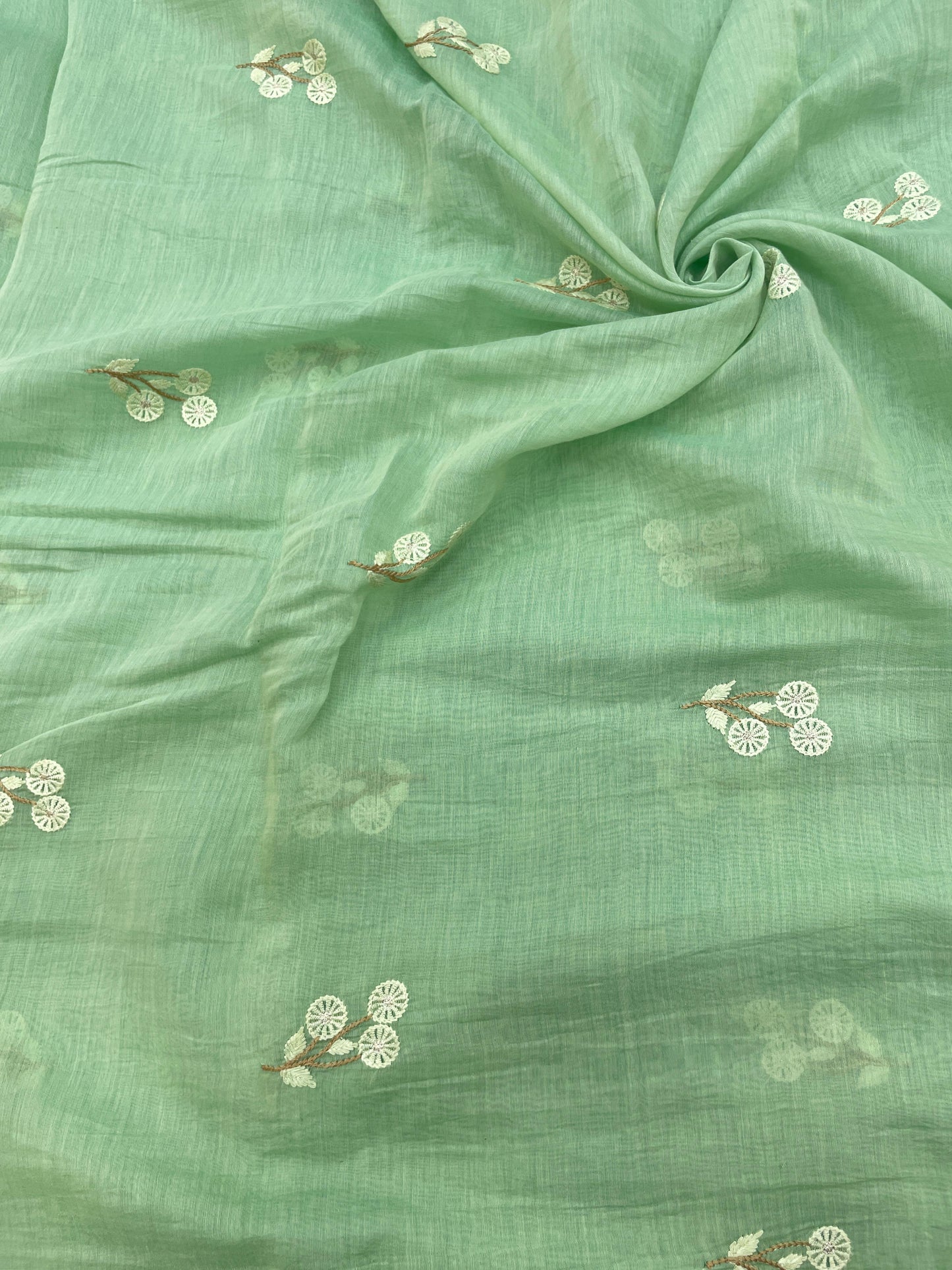 Pure Chanderi Embroidery (Color Available) 44"Inch