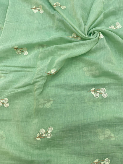 Pure Chanderi Embroidery (Color Available) 44"Inch