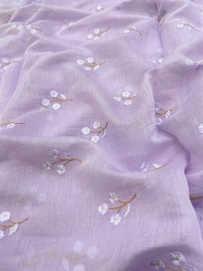 Pure Chanderi Embroidery (Color Available) 44"Inch