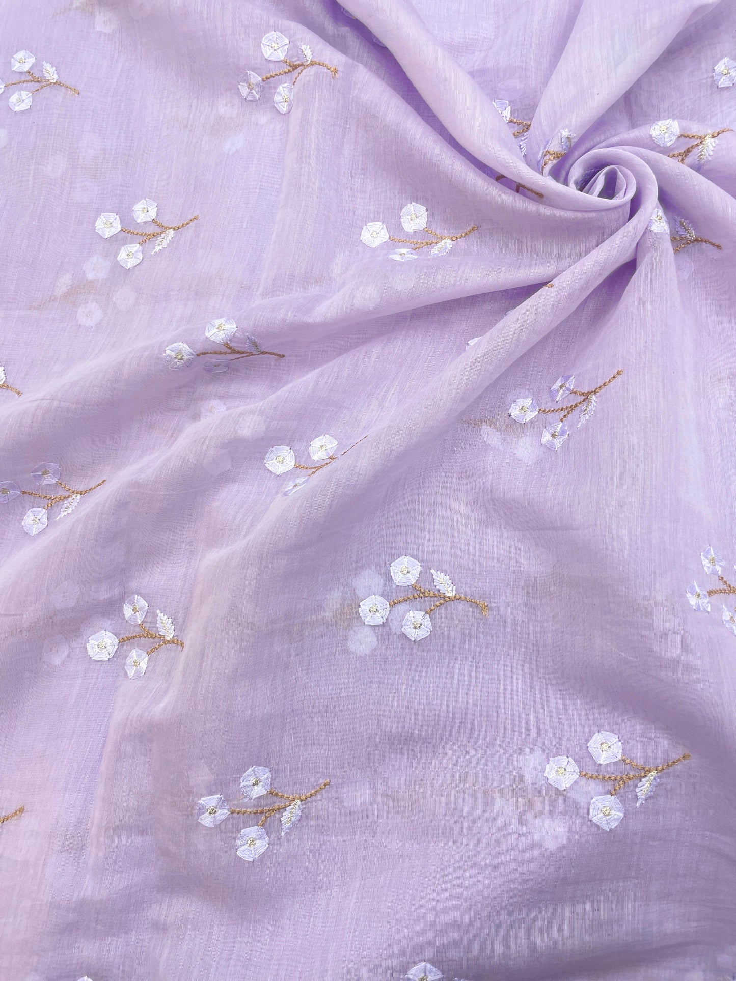 Pure Chanderi Embroidery (Color Available) 44"Inch