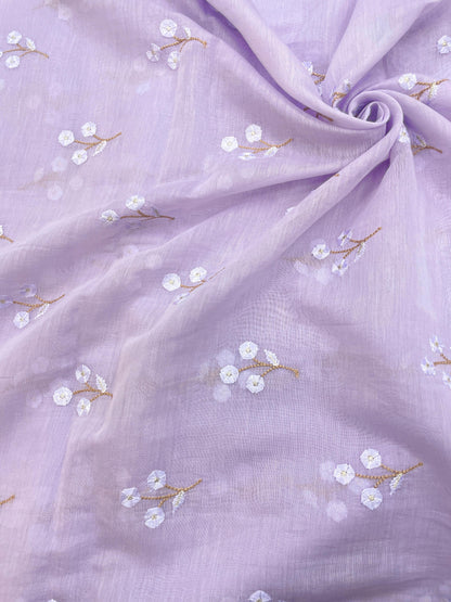 Pure Chanderi Embroidery (Color Available) 44"Inch