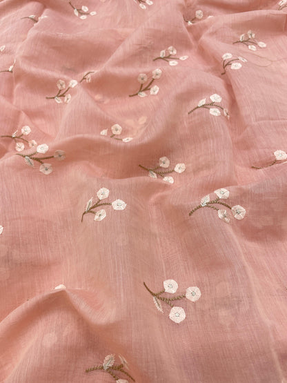 Pure Chanderi Embroidery (Color Available) 44"Inch