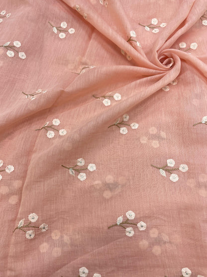 Pure Chanderi Embroidery (Color Available) 44"Inch