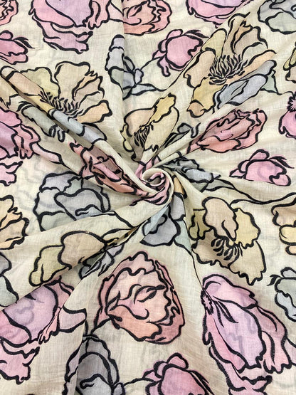 Chanderi Print With Emboidery (Colour Available) 44"Inch