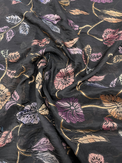 Pure Silk Organza With Pure Tissue Aplique Work