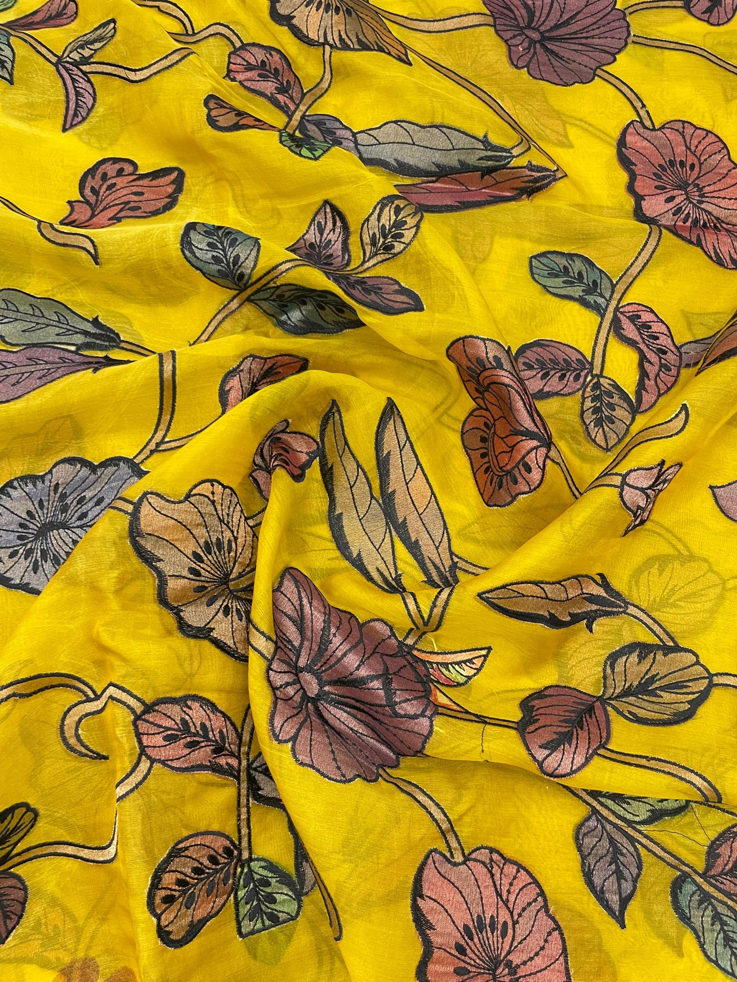 Pure Silk Organza With Pure Tissue Aplique Work