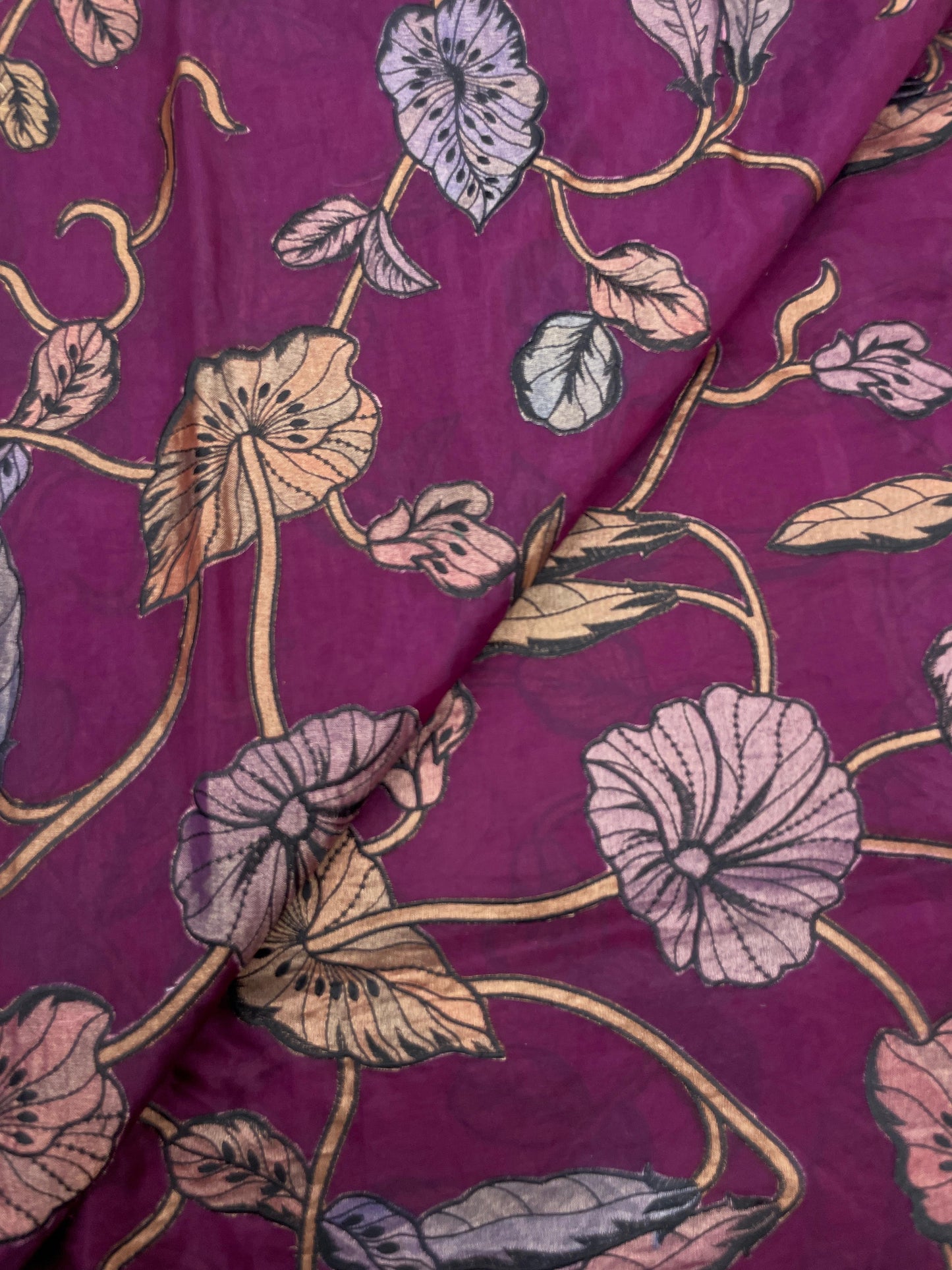 Pure Silk Organza With Pure Tissue Aplique Work