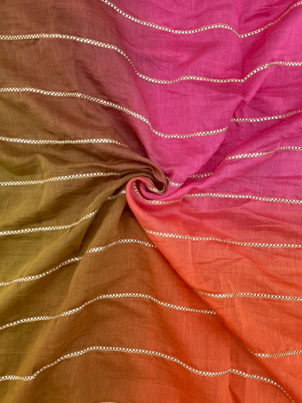 Chanderi Gota Work With 4D Color (Color Available) 44"Inch