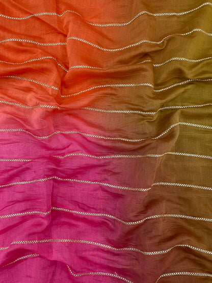 Chanderi Gota Work With 4D Color (Color Available) 44"Inch