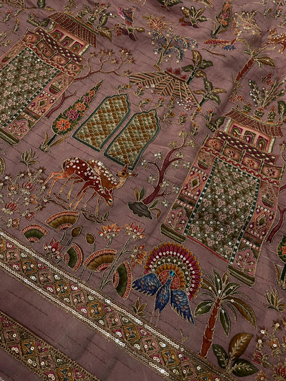 Dola Silk Print With Embroidery [54 inch]