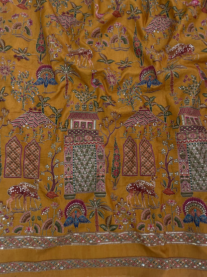 Dola Silk Print With Embroidery [54 inch]