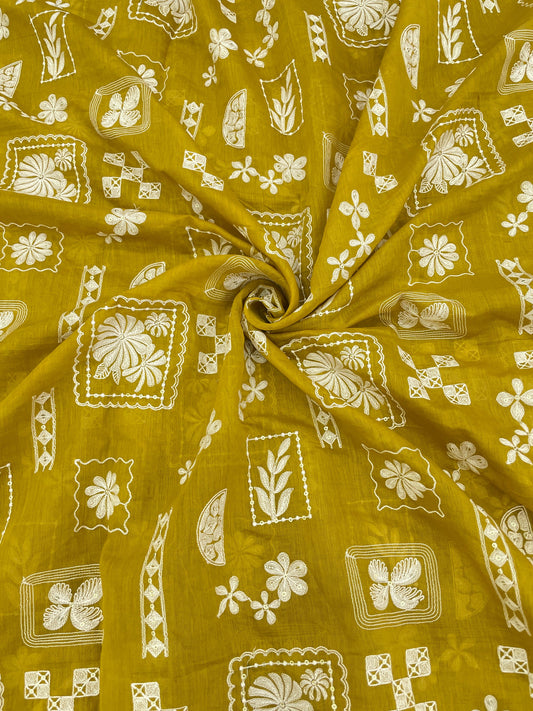 Chanderi Embroidery (Color Available) 44"Inch