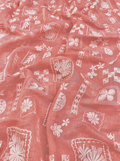 Chanderi Embroidery (Color Available) 44"Inch