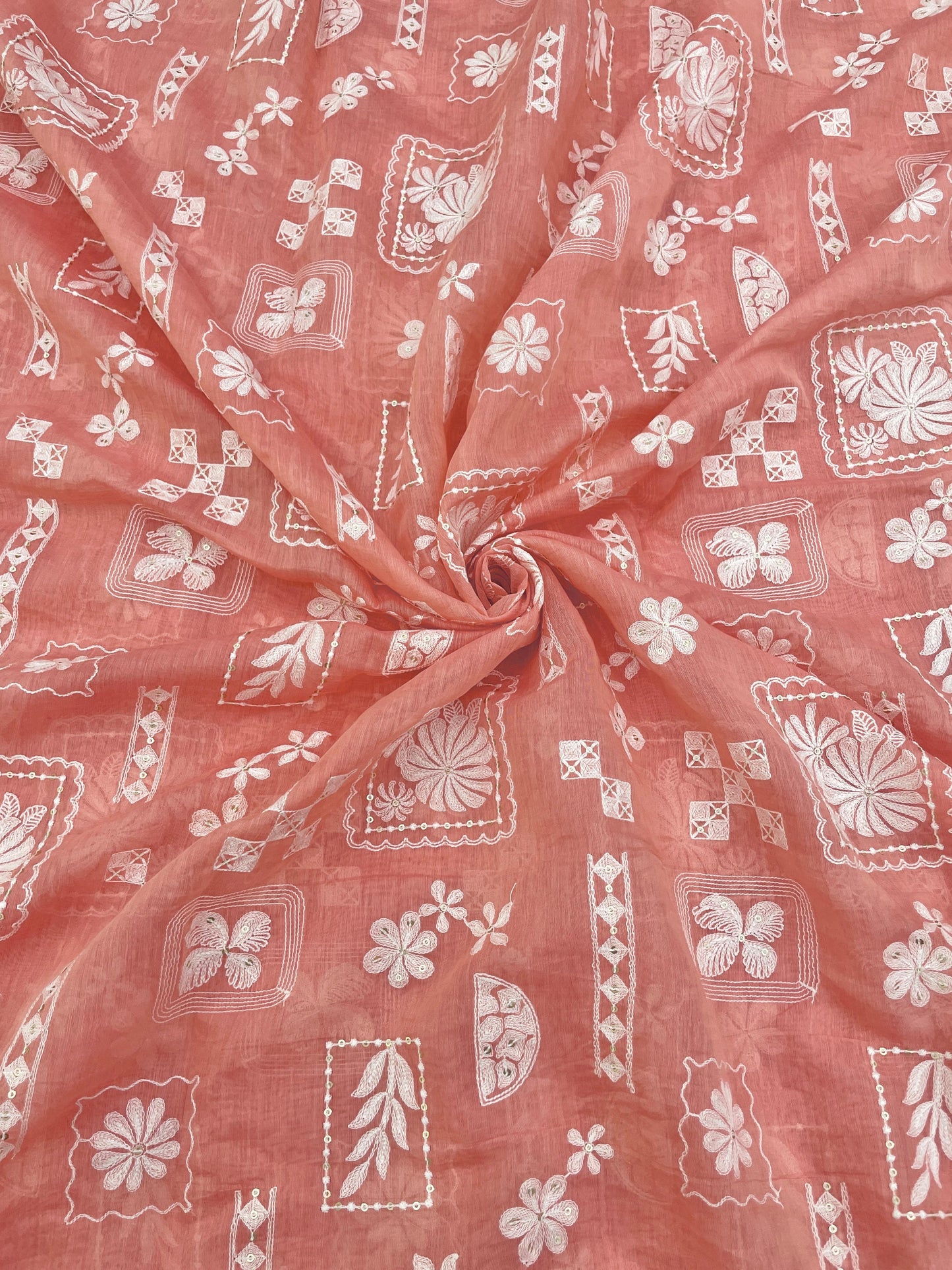 Chanderi Embroidery (Color Available) 44"Inch