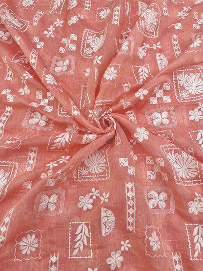 Chanderi Embroidery (Color Available) 44"Inch