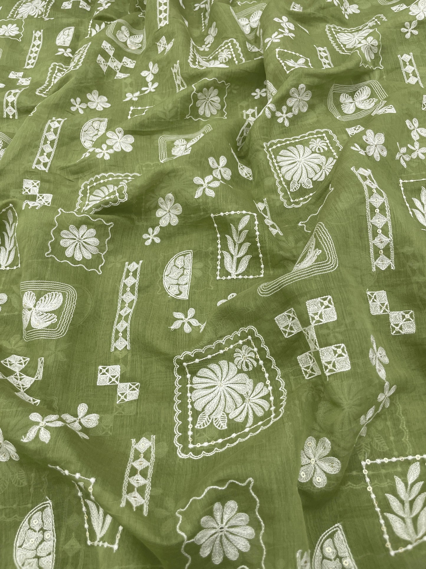Chanderi Embroidery (Color Available) 44"Inch