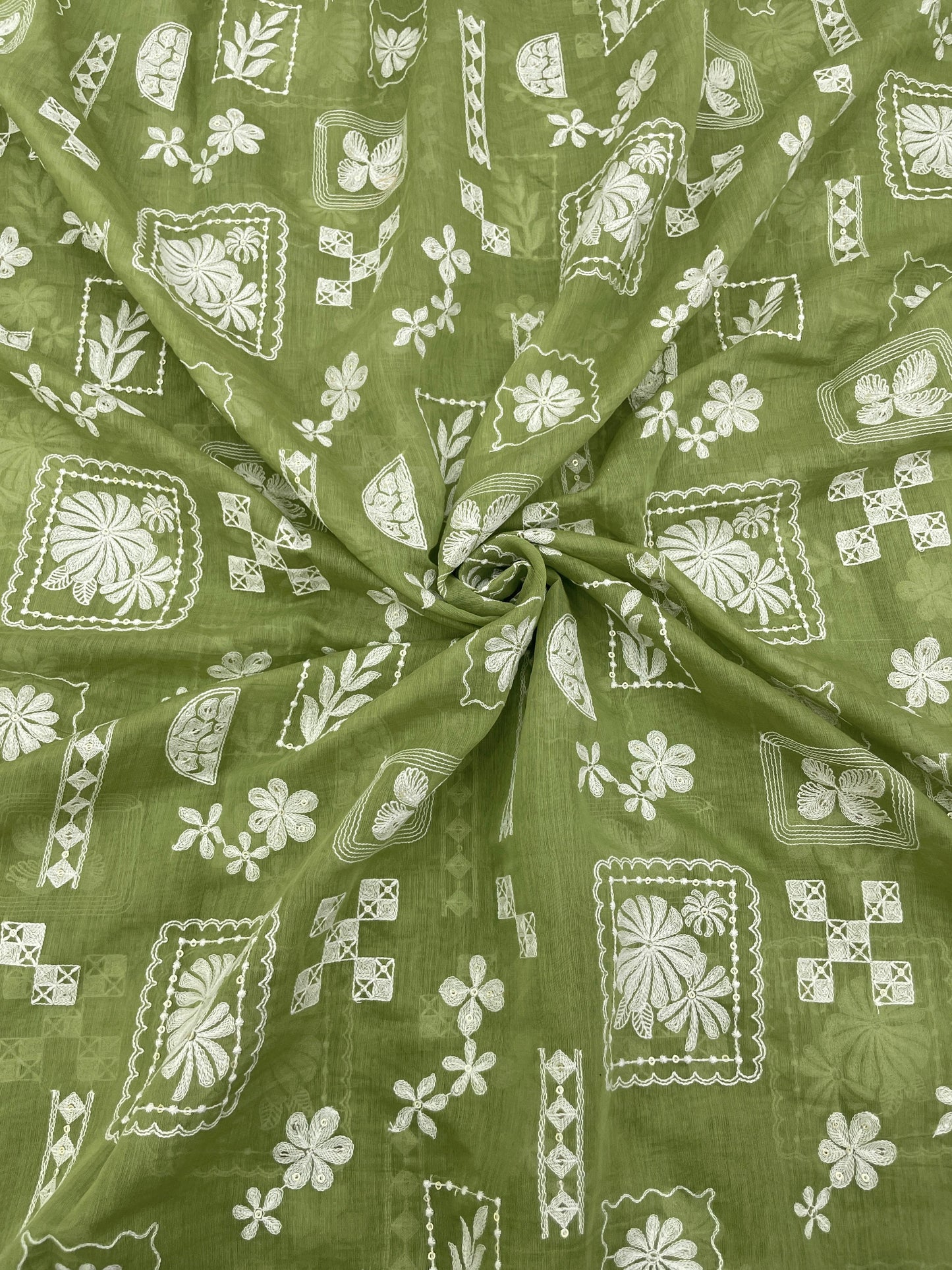 Chanderi Embroidery (Color Available) 44"Inch