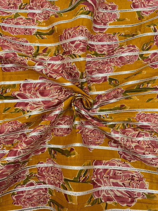 Cotton Print With Pintex With Gota
