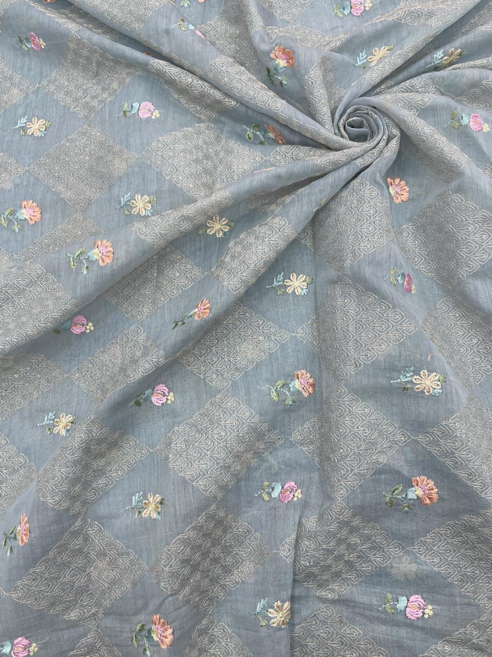 Chanderi Embroidery (Color Available) 44"Inch