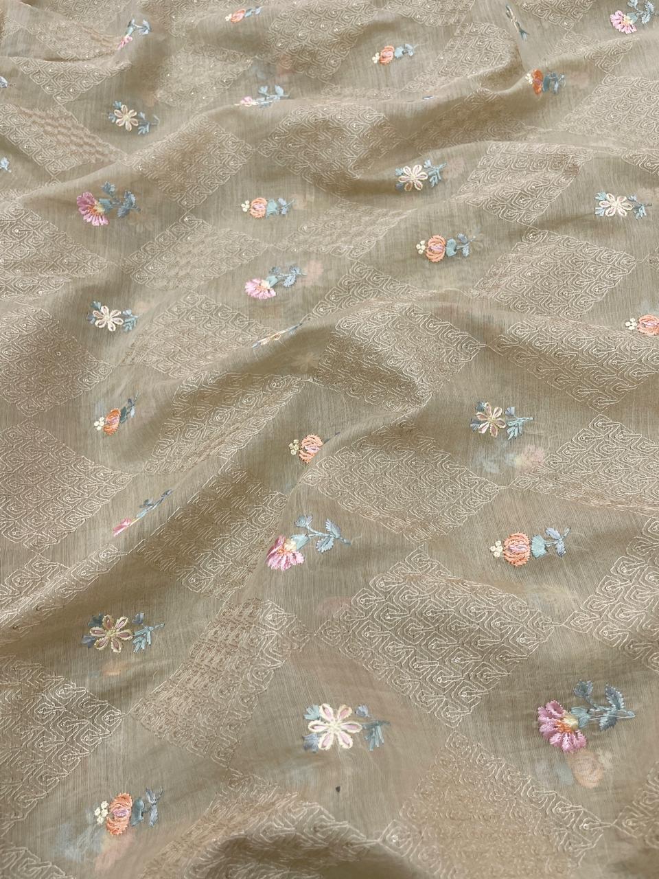 Chanderi Embroidery (Color Available) 44"Inch