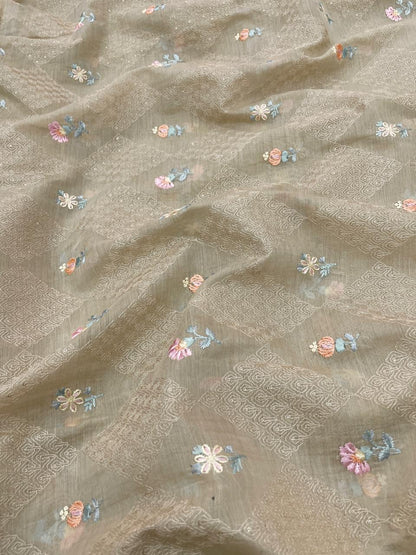 Chanderi Embroidery (Color Available) 44"Inch