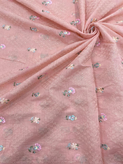 Chanderi Embroidery (Color Available) 44"Inch