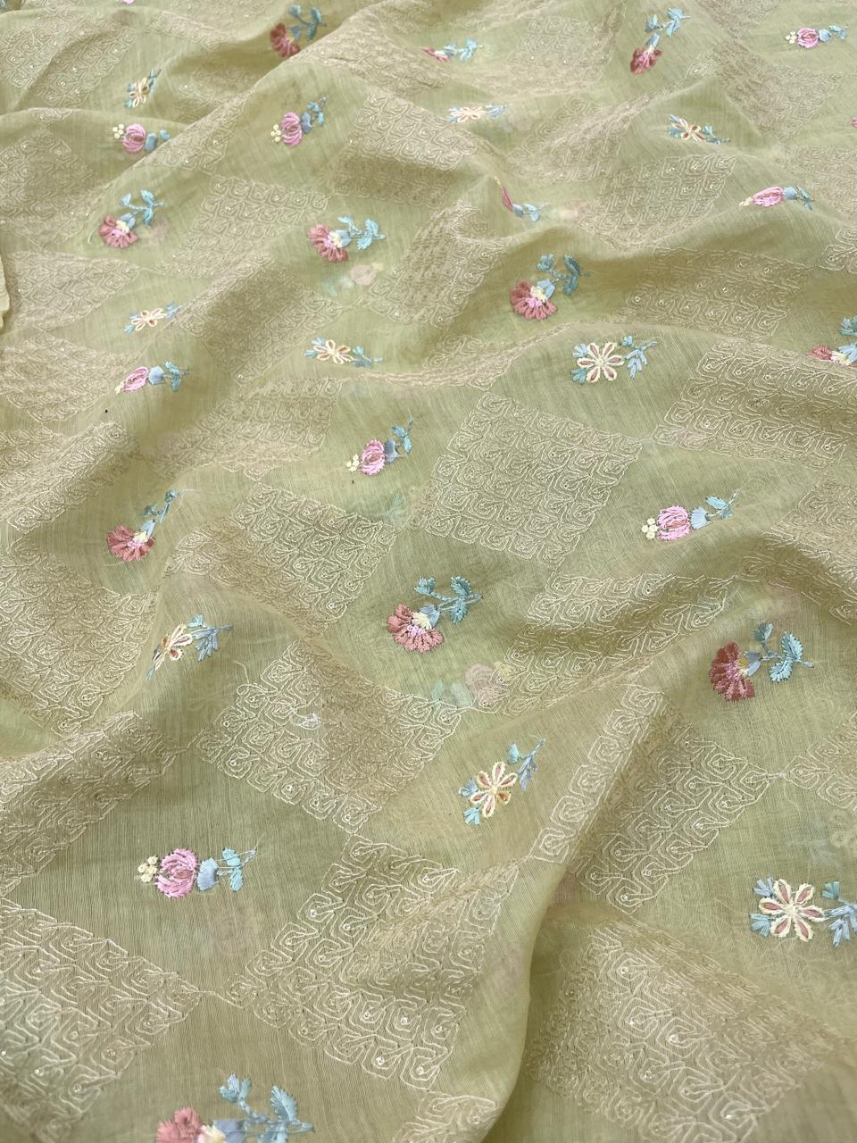 Chanderi Embroidery (Color Available) 44"Inch
