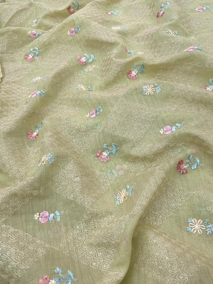 Chanderi Embroidery (Color Available) 44"Inch