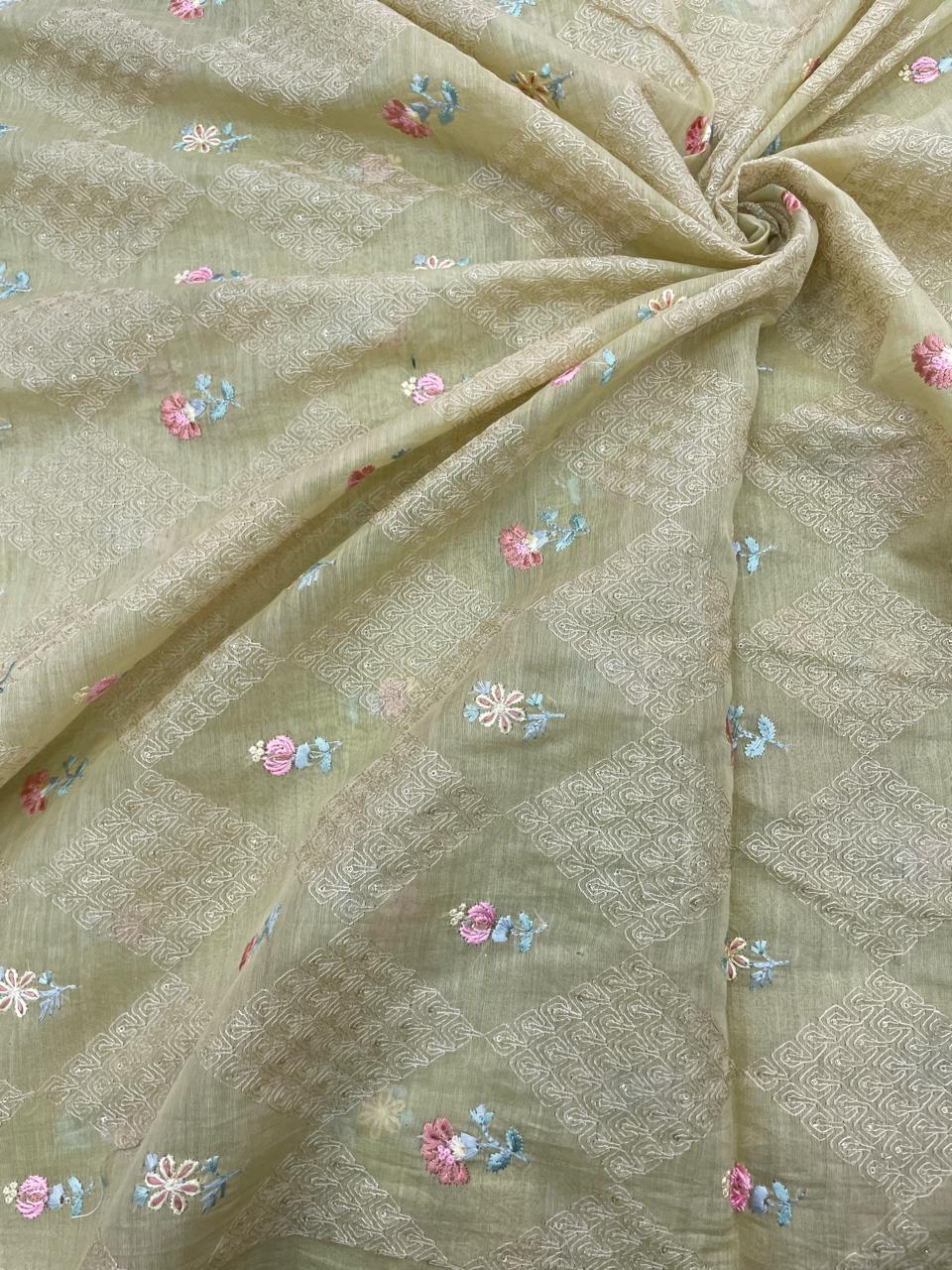 Chanderi Embroidery (Color Available) 44"Inch
