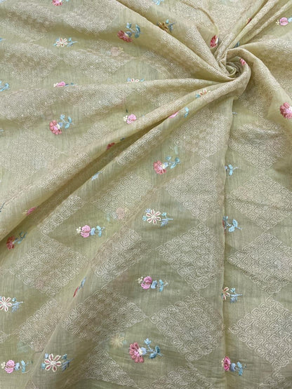 Chanderi Embroidery (Color Available) 44"Inch