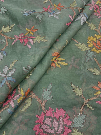 Chanderi Multithread Embroidery (Color Available) 44"Inch