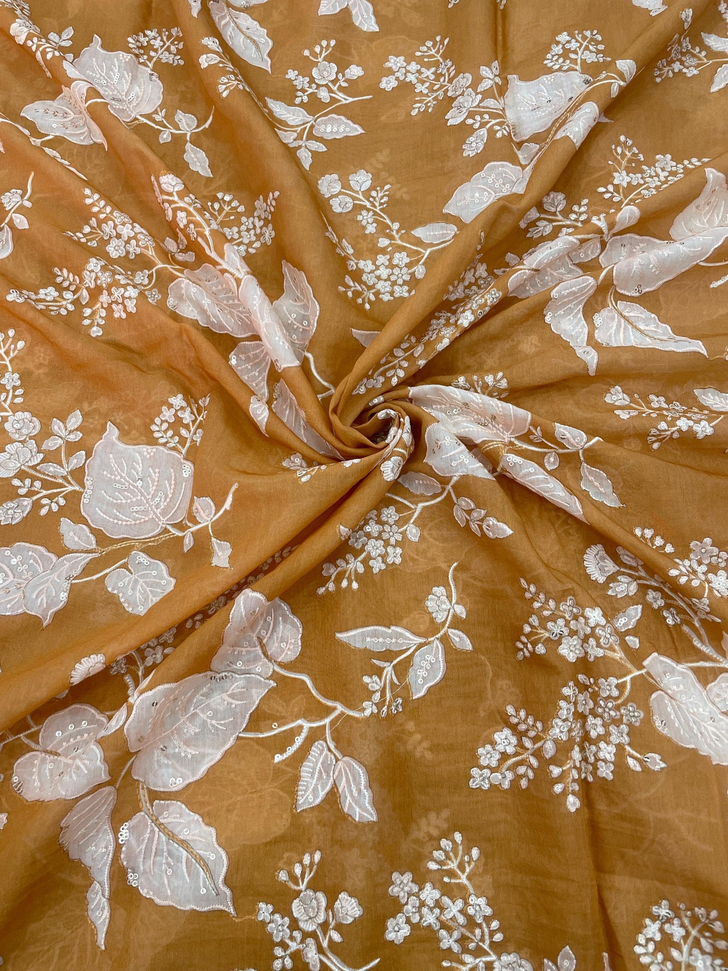Chanderi Position Print Embroidery (Color Available) 44"Inch