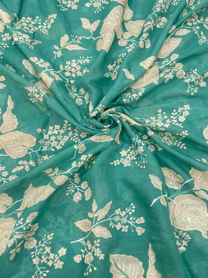 Chanderi Position Print Embroidery (Color Available) 44"Inch