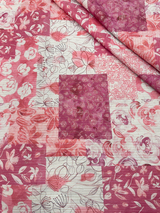 Cotton Self Stripes Embroidery With Print