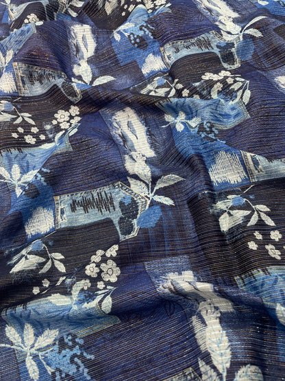 Cotton Self Stripes Embroidery With Print